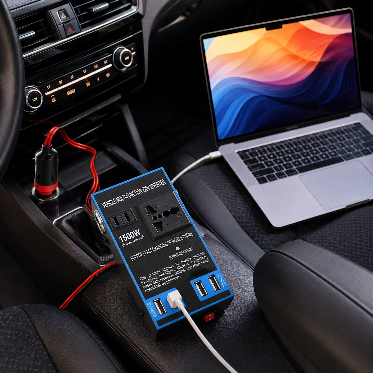 Convertisseur Onduleur Voiture 12V/24V vers 220V – 4 USB