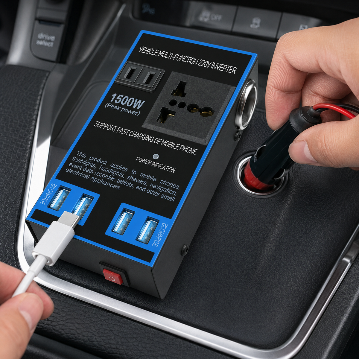 Convertisseur Onduleur Voiture 12V/24V vers 220V – 4 USB