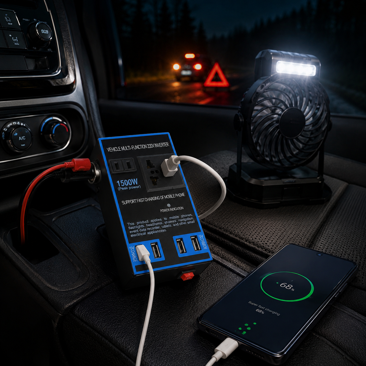 Convertisseur Onduleur Voiture 12V/24V vers 220V – 4 USB